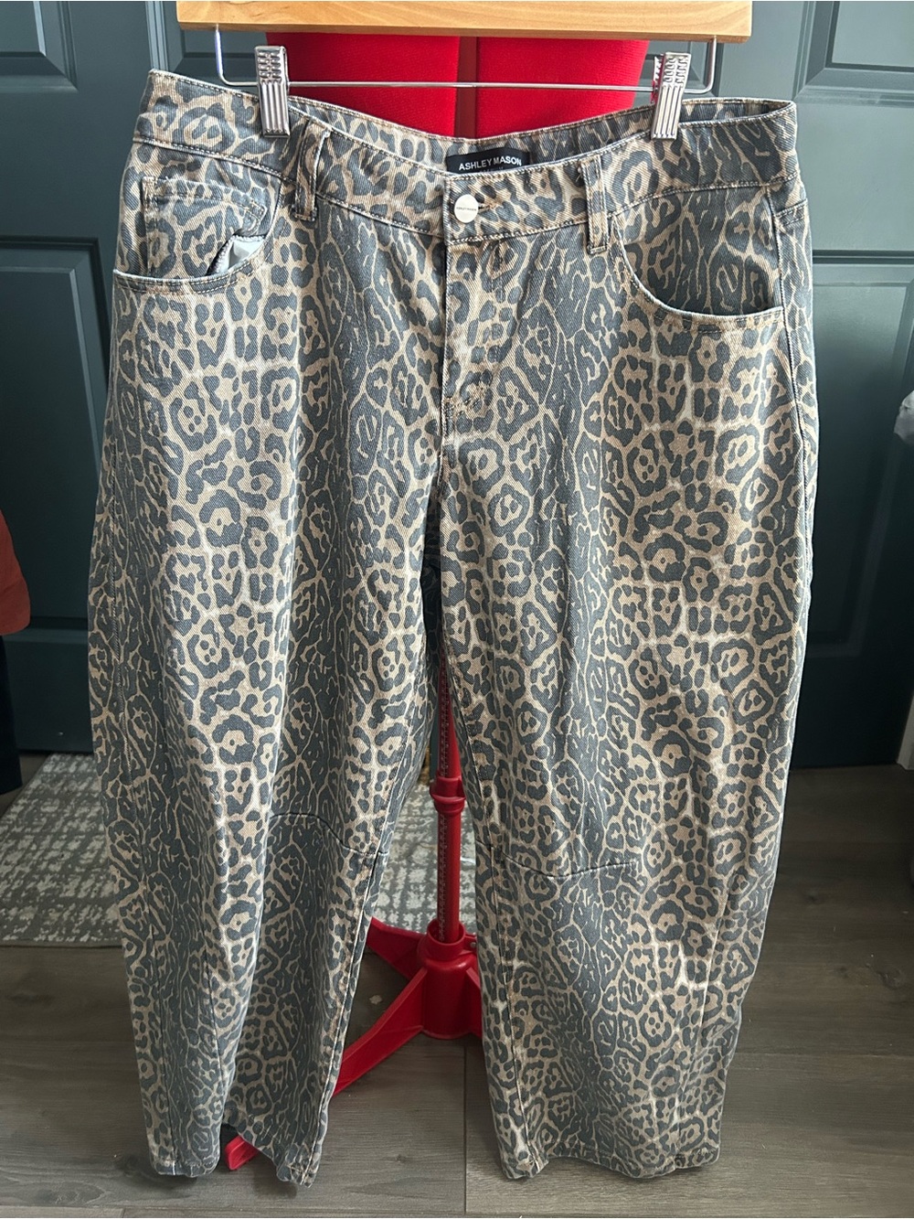 Ashley Mason Beige and Black Leopard Print Jeans